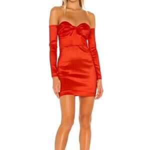 Lovers + Friends Size L Alaya Off The Shoulder Dress Red Bodycon